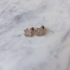 Gold and crystal clover earrings
